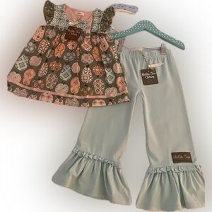 Matilda Jane Apples & Pears Back to School Size 4 Tunic & Ruffles Set New!
